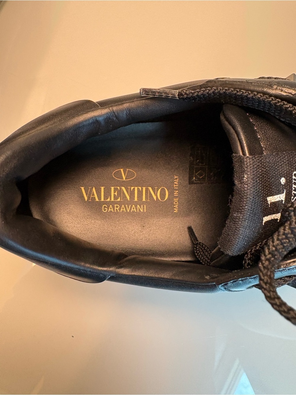 Valentino Garavani Rockstud Untitled Black Leather Low-Top Sneaker